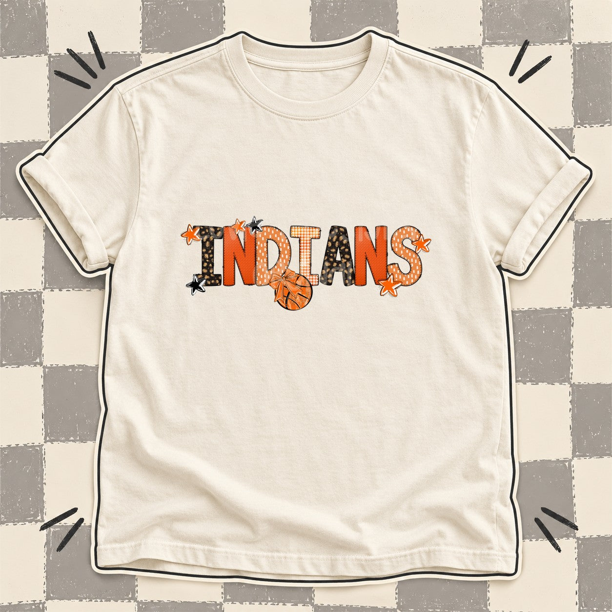 Mixed Doodle Basketball Mascots – Leopard Court Indians design