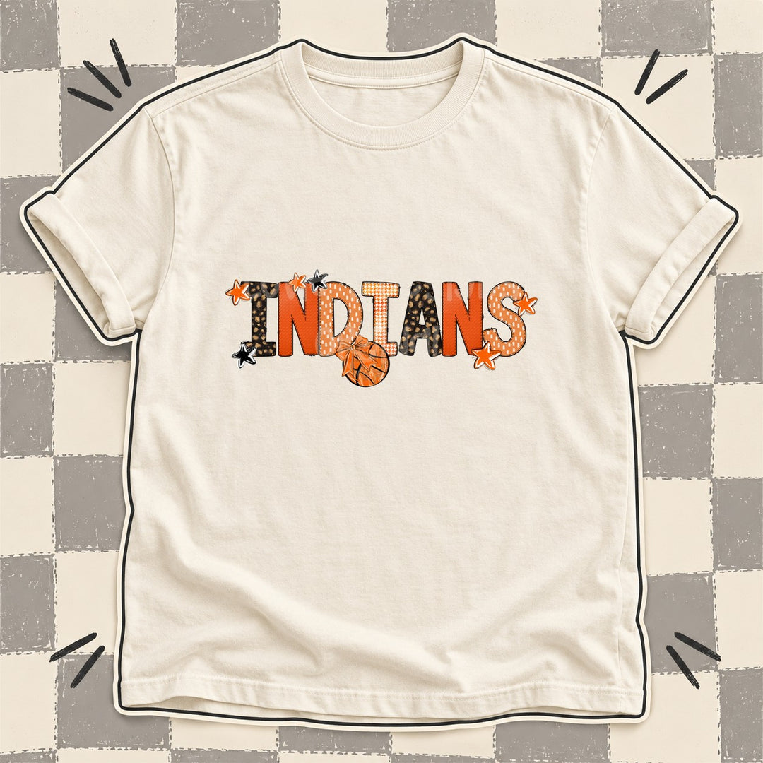 Indians Mixed Doodle Basketball Mascots – Leopard Court DTF transfer mockup
