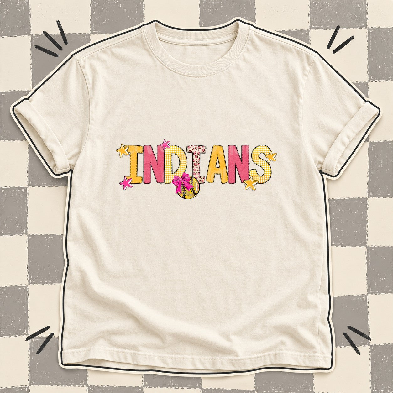 Mixed Doodle Softball Mascots – Stitched Softball Indians design
