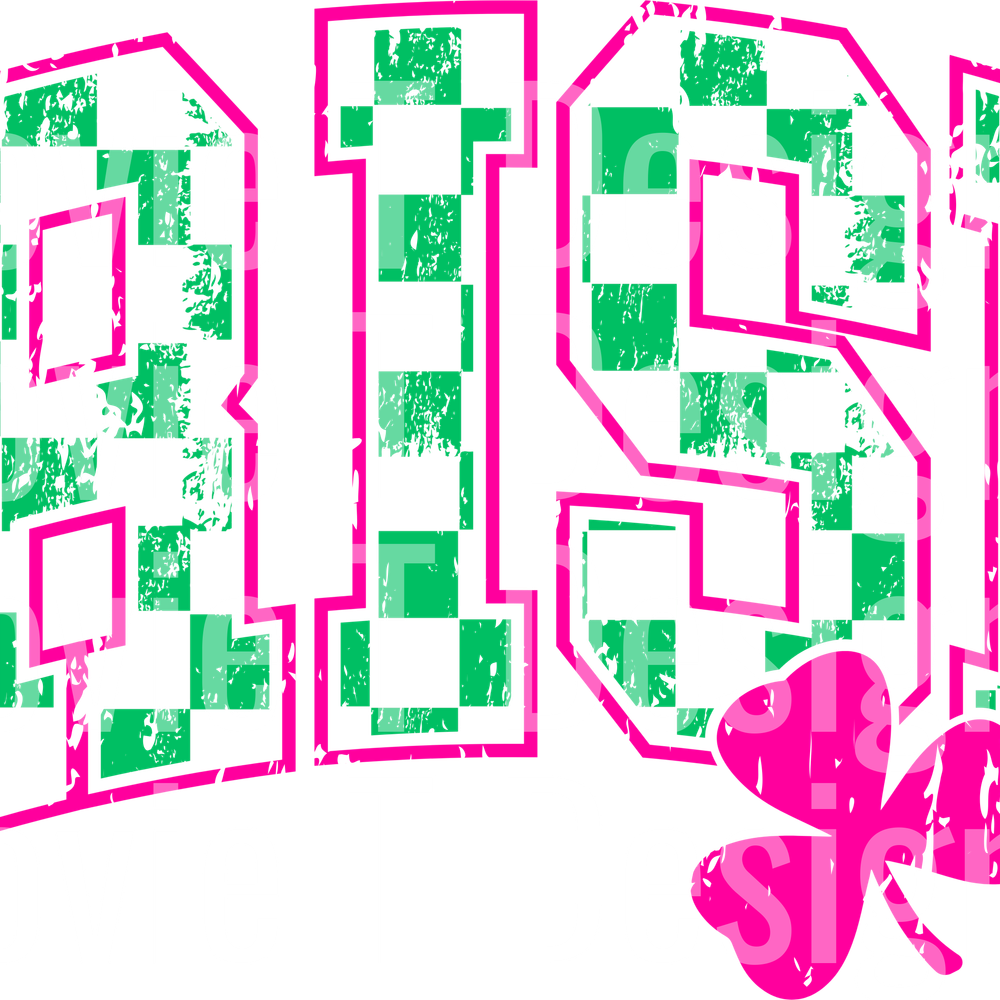IRISH GREEN CHECKERED ARCH PINK OUTLINE