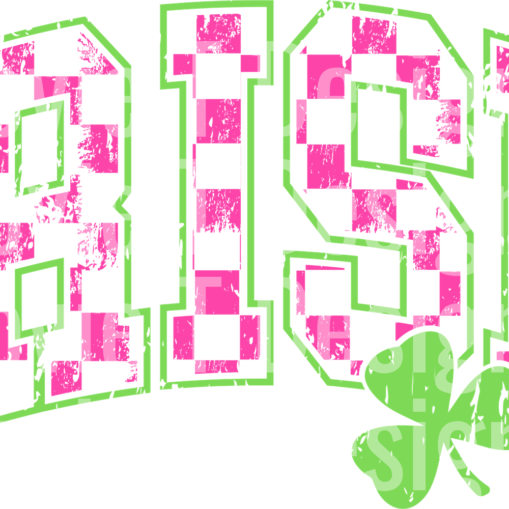 IRISH PINK CHECKERED ARCH GREEN OUTLINE