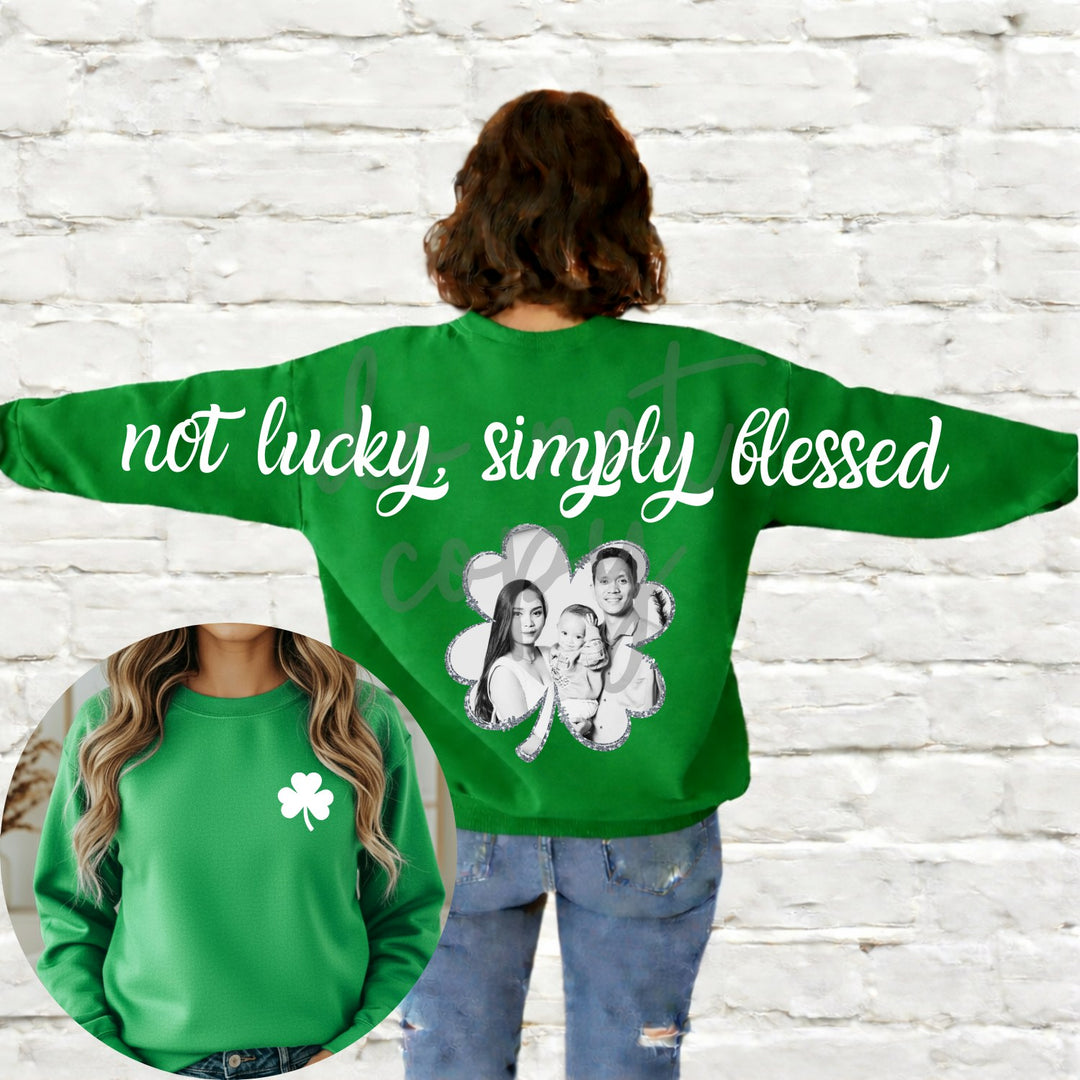 Not Lucky Simply Blessed Photo customizable DTF transfer mockup