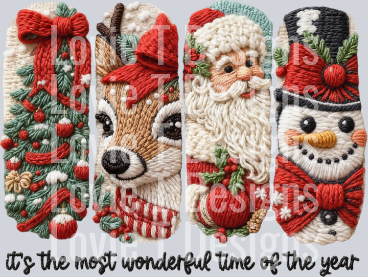 IT'S THE MOST WONDERFUL TIME OF THE YEAR FAUX YARN BLACK WORDS