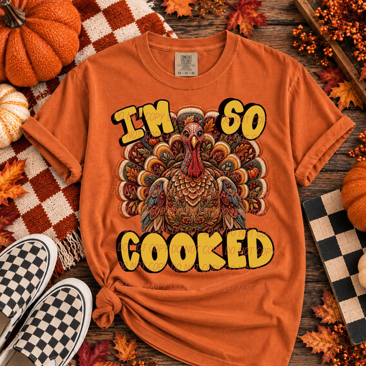 I'm So Cooked Thanksgiving DTF transfer mockup