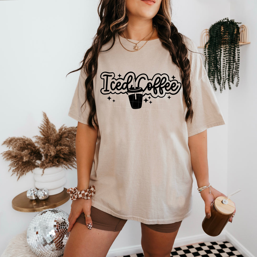 Iced Coffee Single Color Black DTF transfer design – image 1