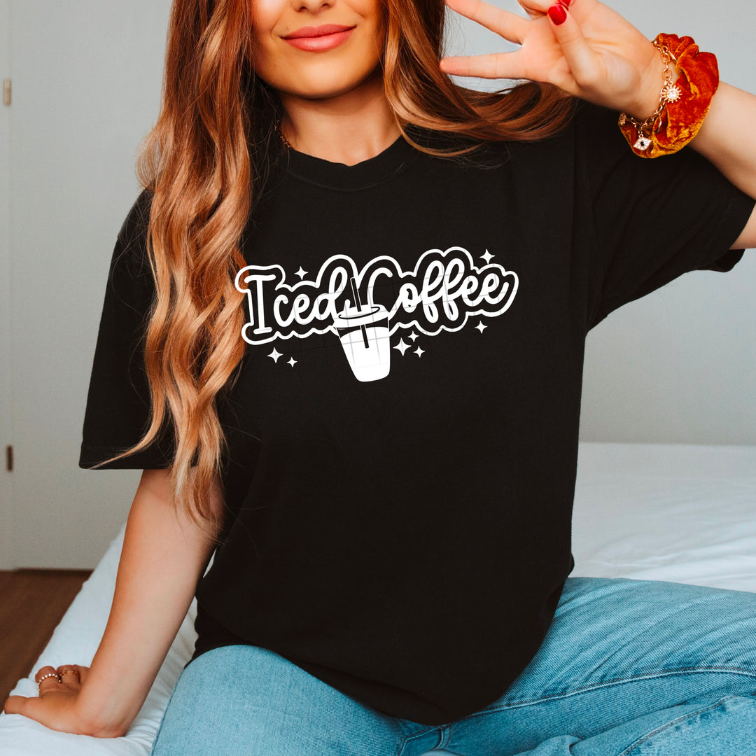 Iced Coffee Single Color White DTF transfer design – image 1