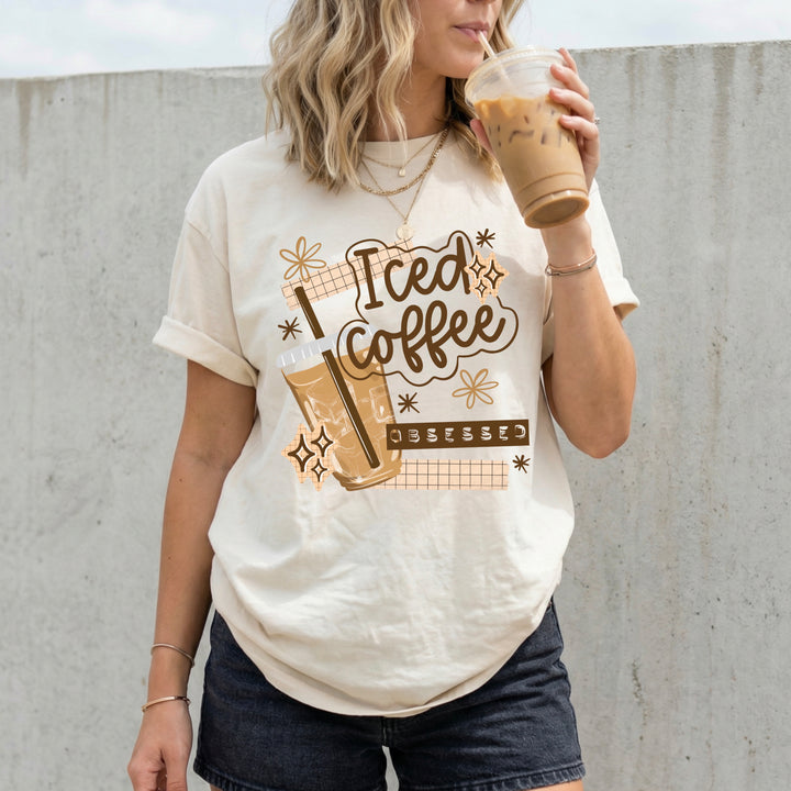 Iced Coffee Obsessed DTF transfer – mockup