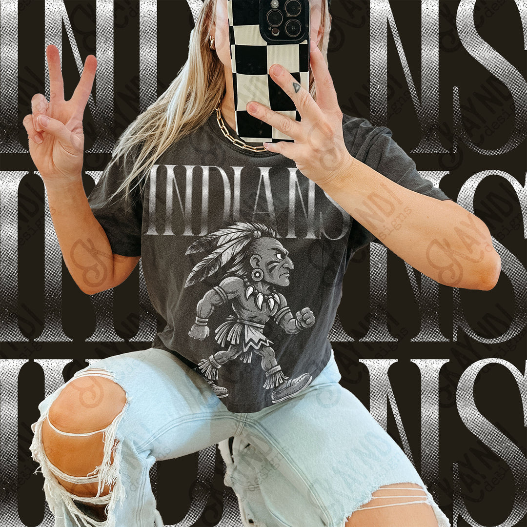 Halftone Mascots Indians 3 DTF transfer mockup