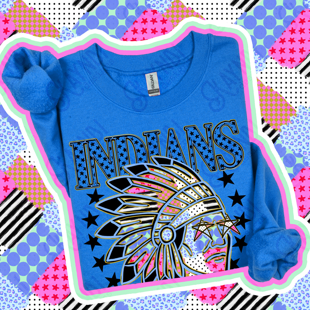 Indians Patchwork Varsity Stars mascot DTF transfer