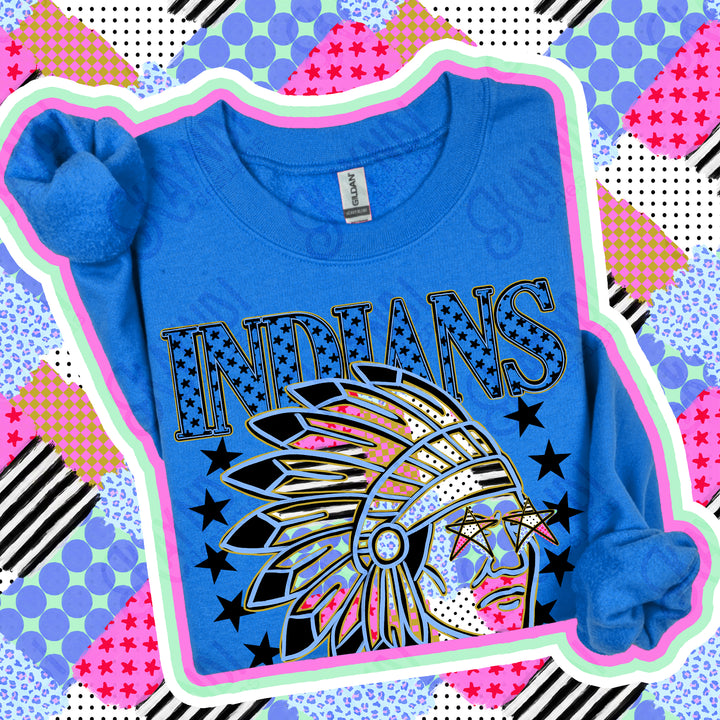 Indians Patchwork Varsity Stars mascot DTF transfer
