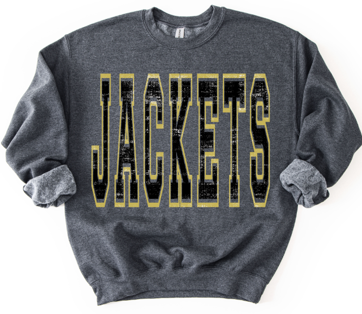 Jackets Black and Old Gold Varsity Style DTF transfer design – image 1