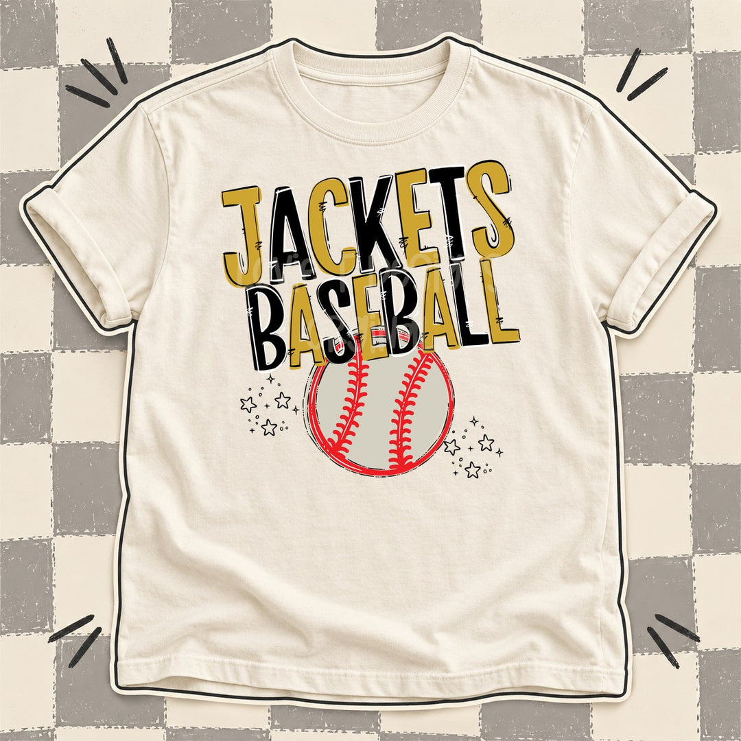 Jackets Vegas Gold Black Team Go Baseball Mascots DTF transfer mockup