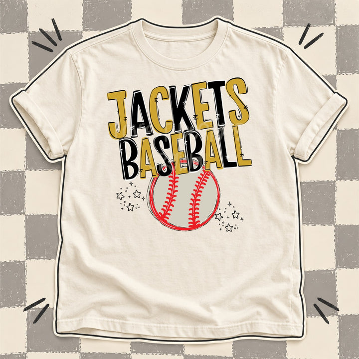 Jackets Vegas Gold Black Team Go Baseball Mascots DTF transfer mockup