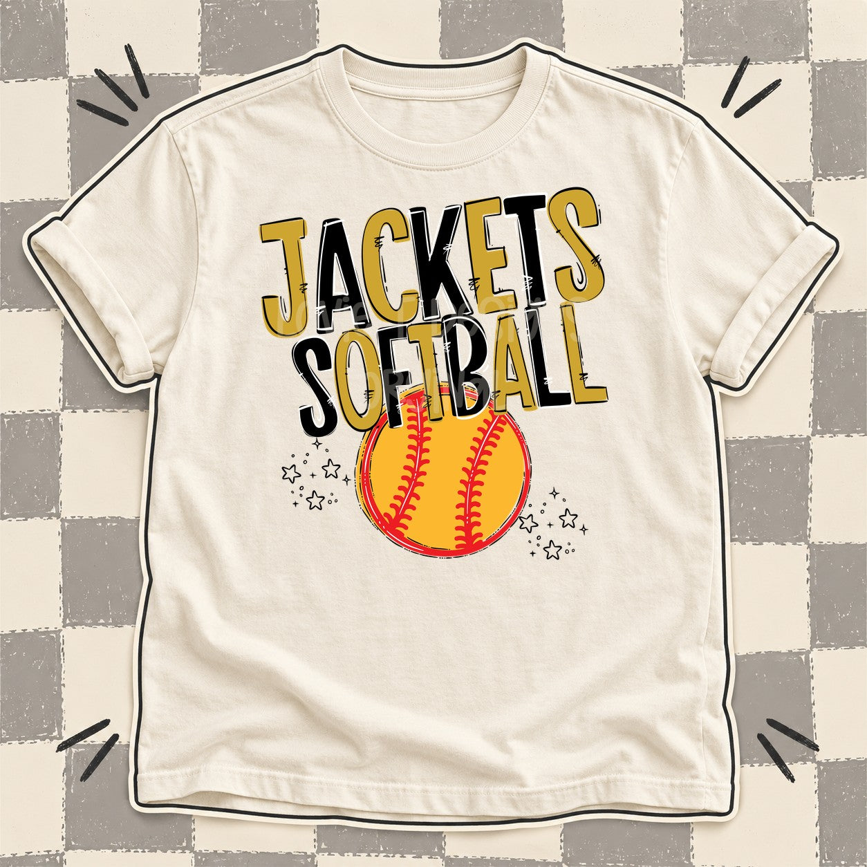 Team Go Softball Mascots Jackets Vegas Gold Black design