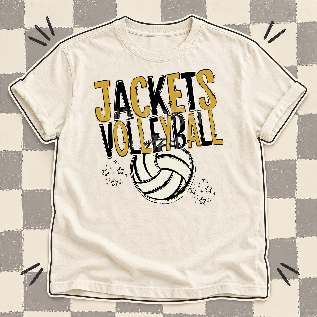 Team Go Volleyball Mascots Jackets Vegas Gold Black design