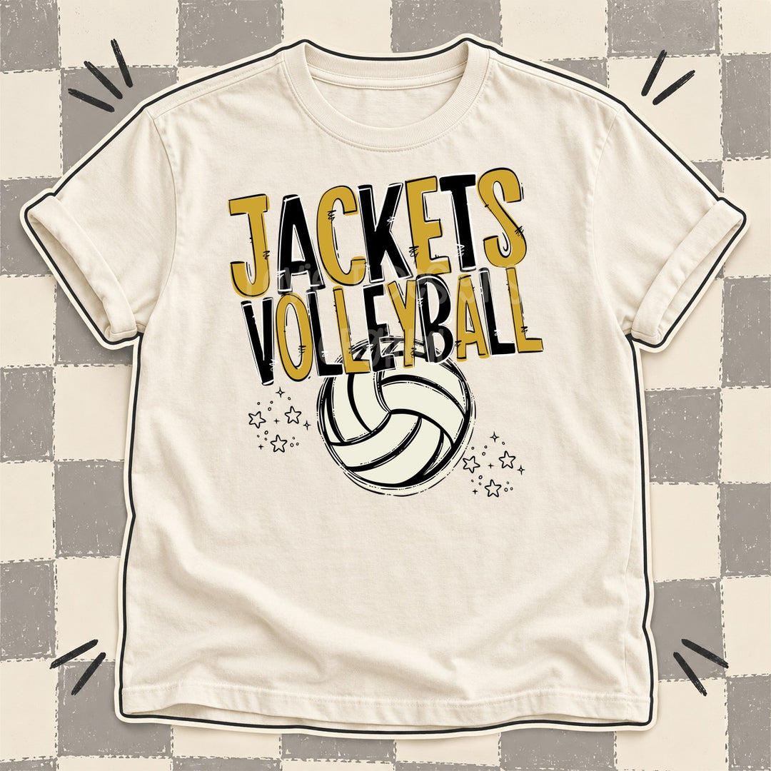 Jackets Vegas Gold Black Team Go Volleyball Mascots DTF transfer mockup