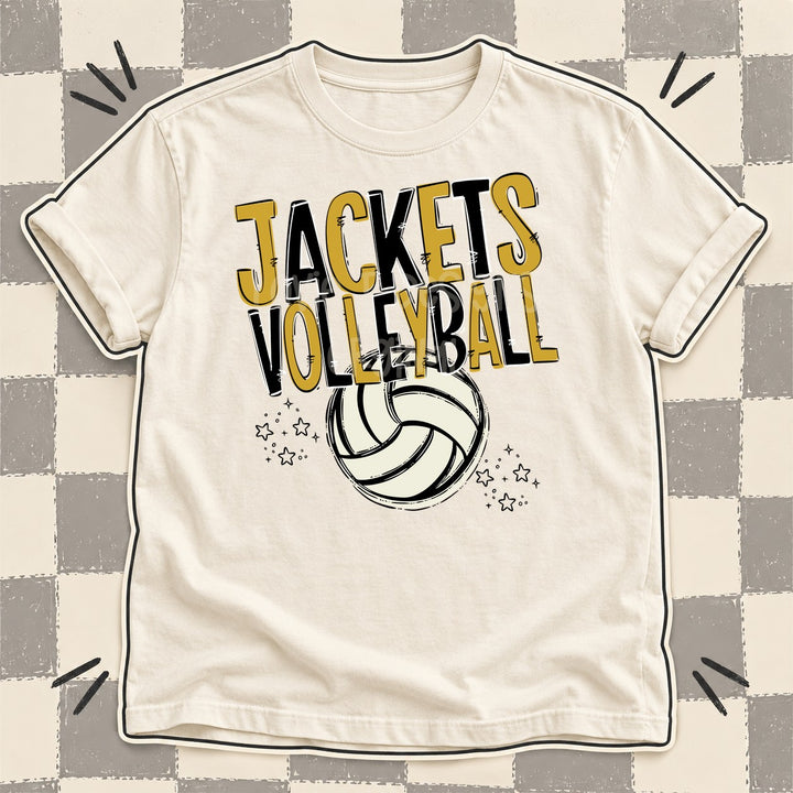 Jackets Vegas Gold Black Team Go Volleyball Mascots DTF transfer mockup