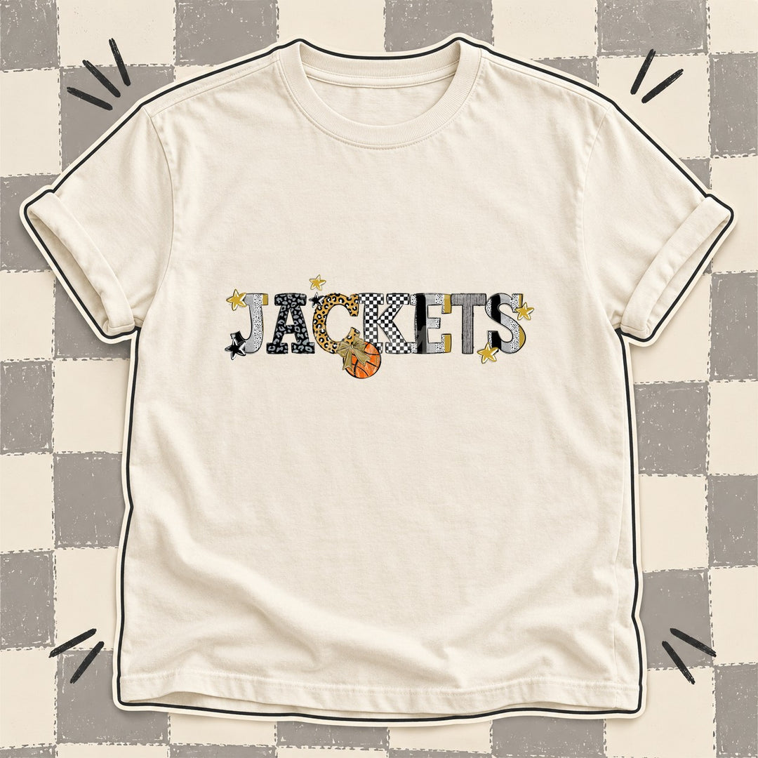 Jackets Vegas Gold Black White Mixed Doodle Basketball Mascots – Mascot Colors DTF transfer mockup