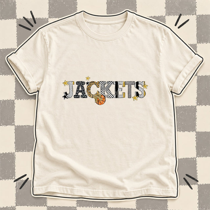 Jackets Vegas Gold Black White Mixed Doodle Basketball Mascots – Mascot Colors DTF transfer mockup