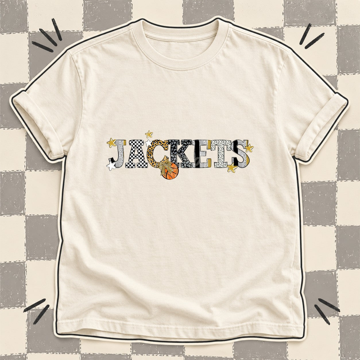 Mixed Doodle Basketball Mascots – Mascot Colors Jackets Vegas Gold White Black design