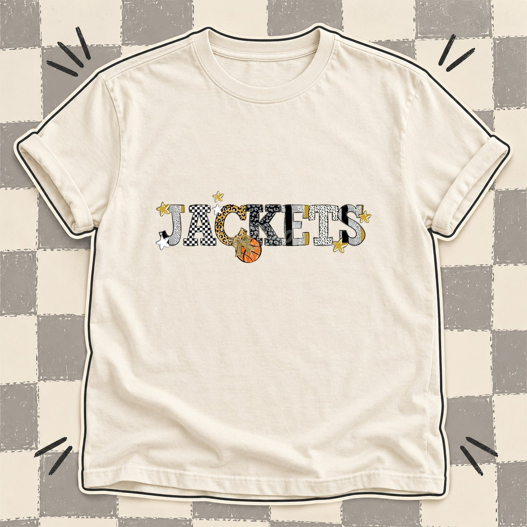 Jackets Vegas Gold White Black Mixed Doodle Basketball Mascots – Mascot Colors DTF transfer mockup