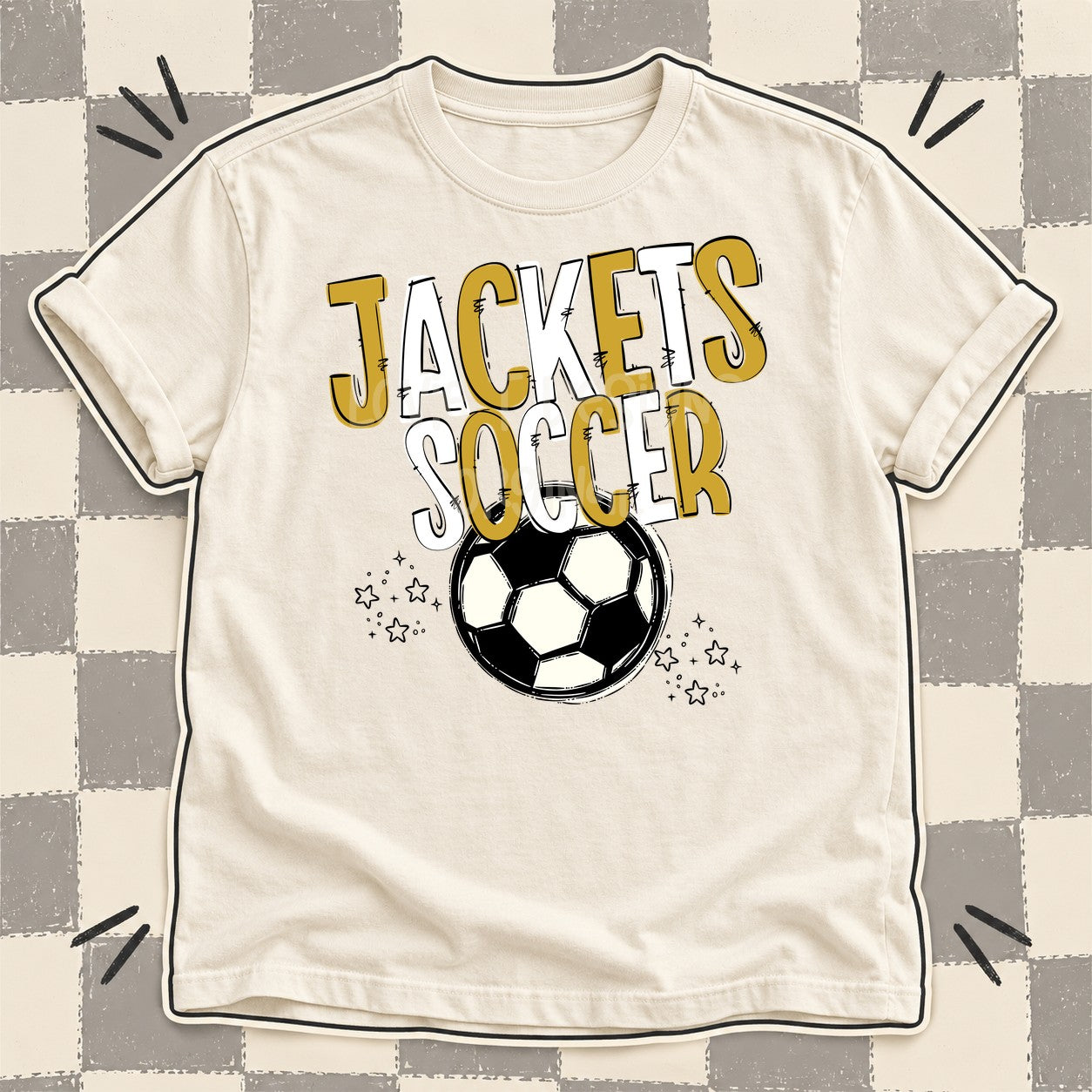 Team Go Soccer Mascots Jackets Vegas Gold White design
