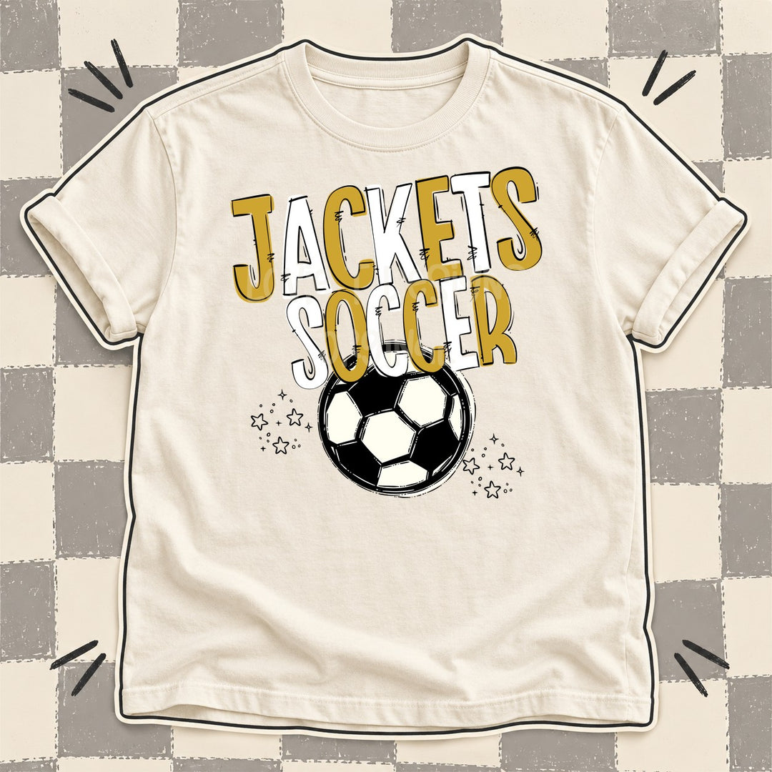 Jackets Vegas Gold White Team Go Soccer Mascots DTF transfer mockup
