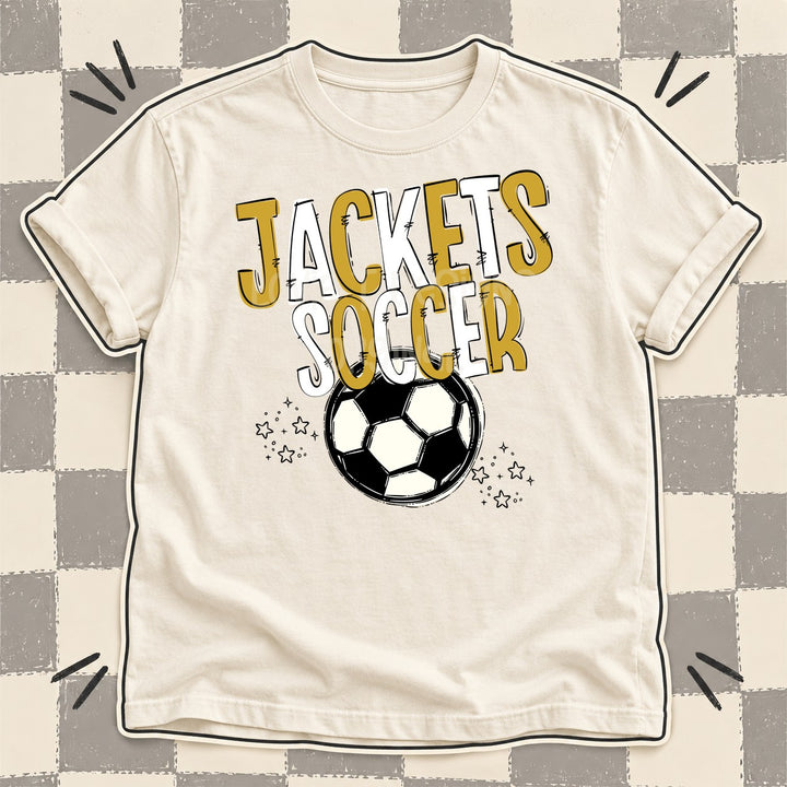 Jackets Vegas Gold White Team Go Soccer Mascots DTF transfer mockup