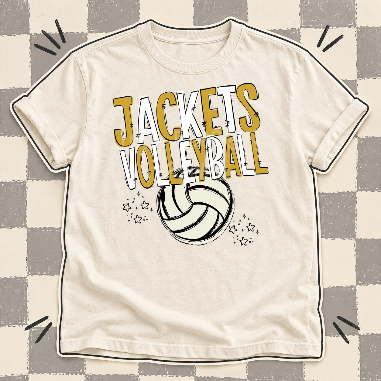 Team Go Volleyball Mascots Jackets Vegas Gold White design