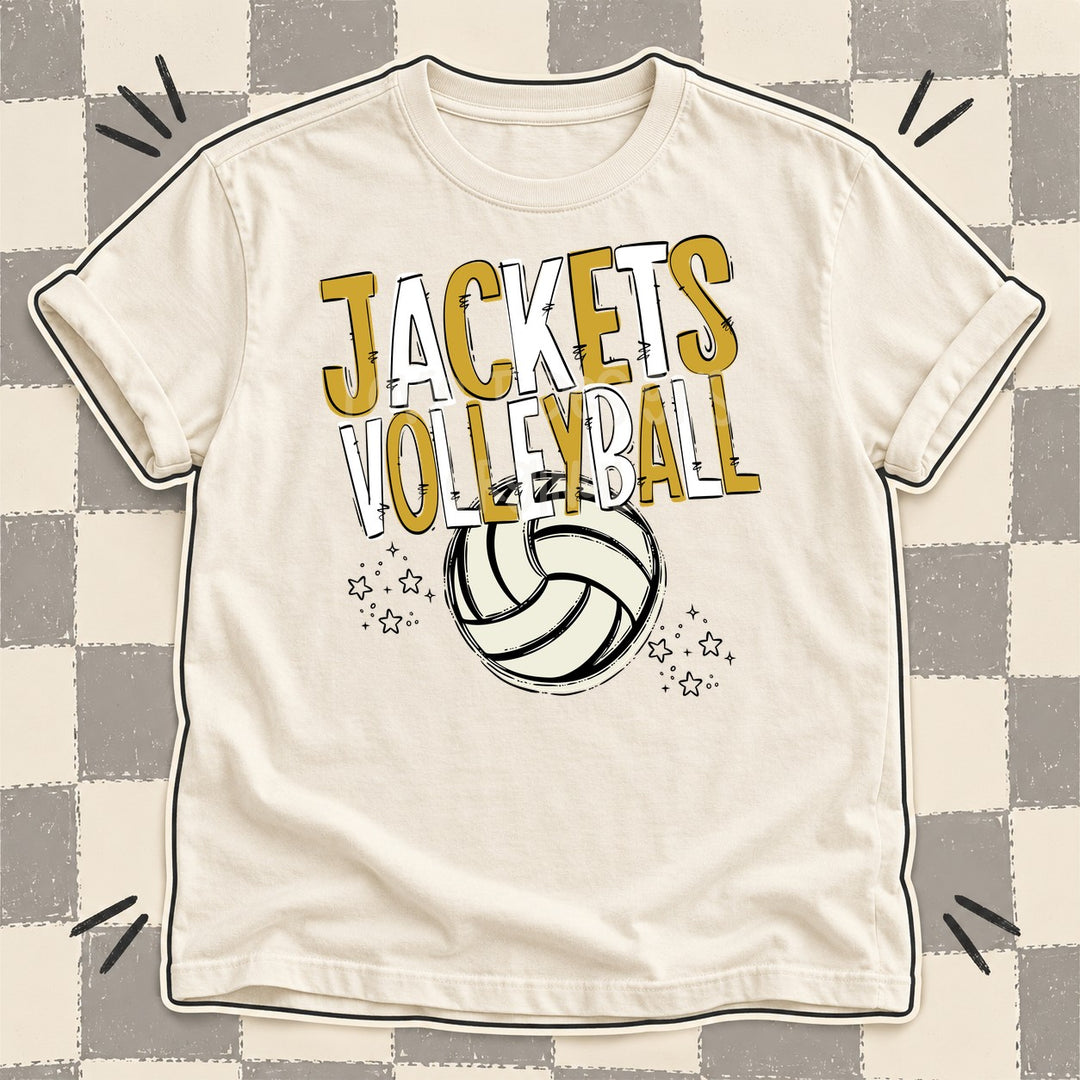 Jackets Vegas Gold White Team Go Volleyball Mascots DTF transfer mockup