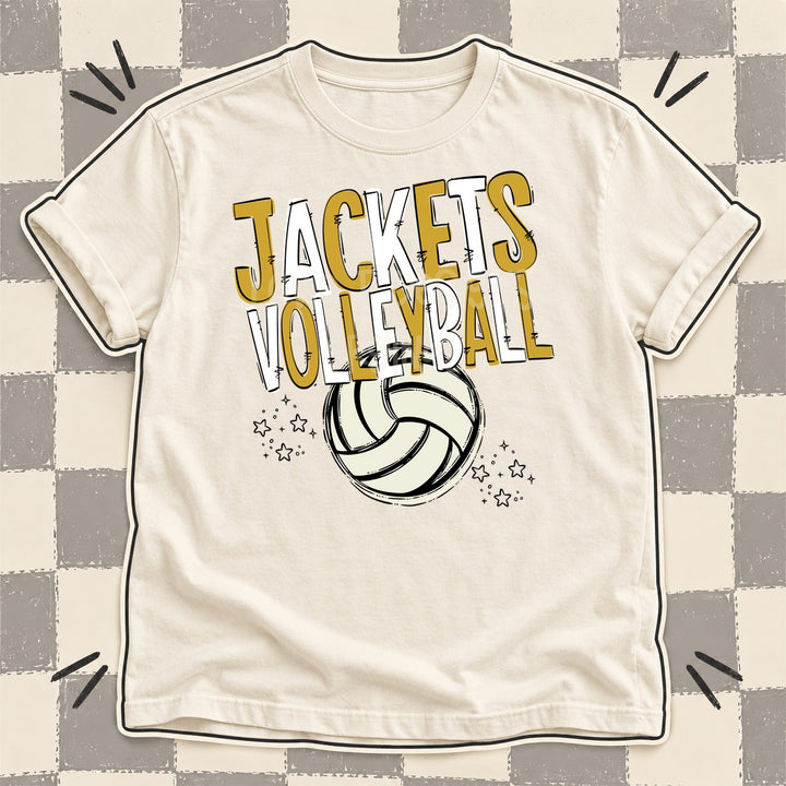 Jackets Vegas Gold White Team Go Volleyball Mascots DTF transfer mockup