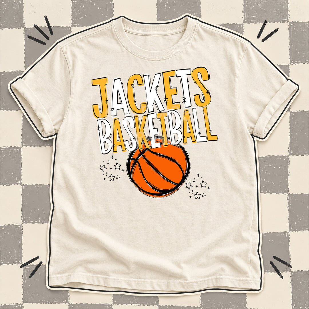 Jackets Yellow Gold White Team Go Basketball Mascots DTF transfer