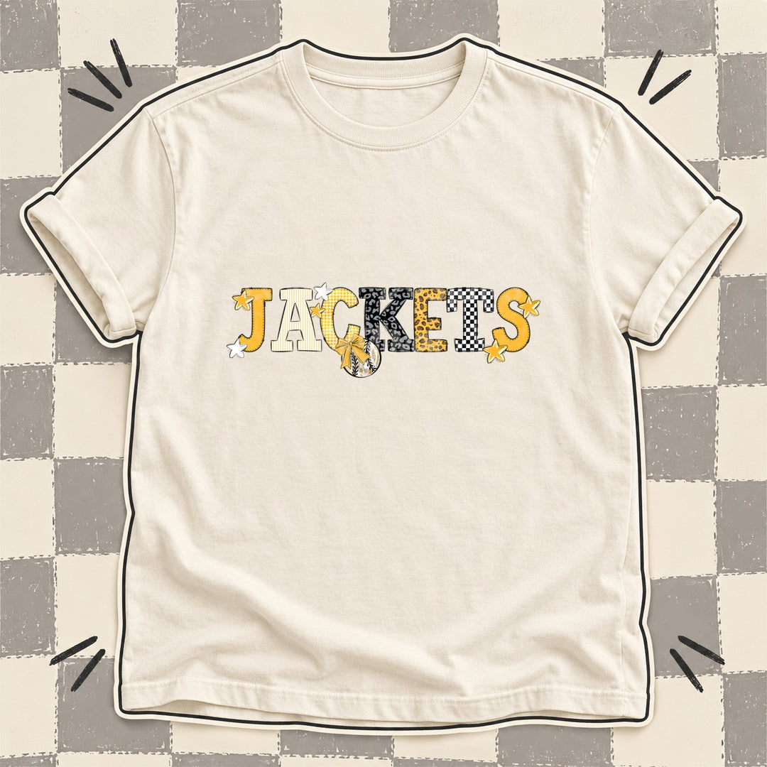 Jackets Yellow Gold White Black Mixed Doodle Baseball Mascots – Mascot Colors DTF transfer mockup
