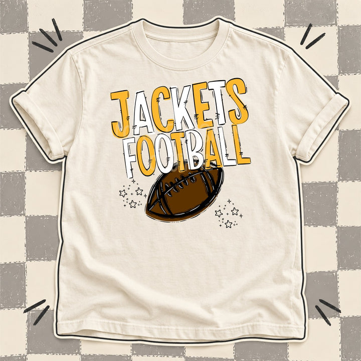 Jackets Yellow Gold White Team Go Football Mascots DTF transfer mockup