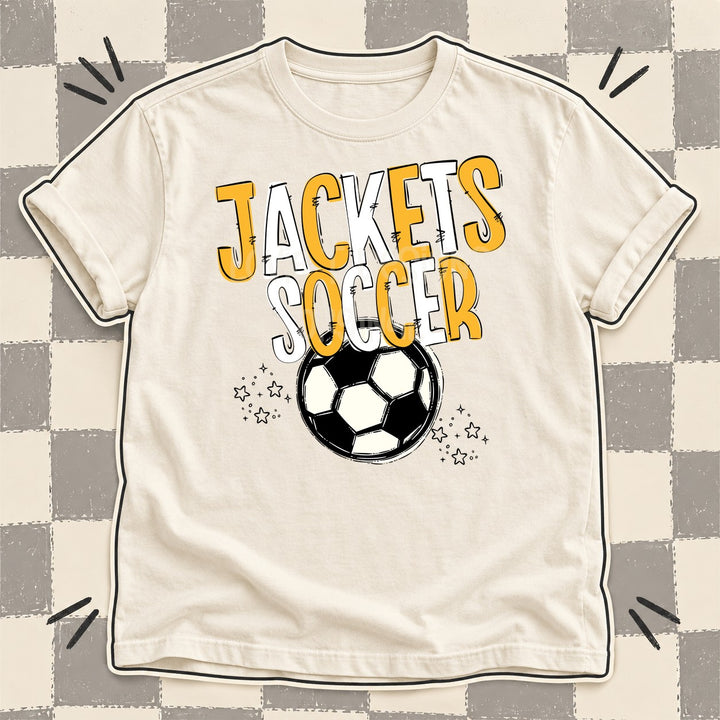 Jackets Yellow Gold White Team Go Soccer Mascots DTF transfer mockup