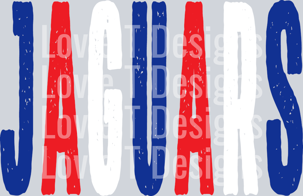 JAGUARS ROYAL BLUE RED AND WHITE OVERISIZED GRUNGE MASCOT