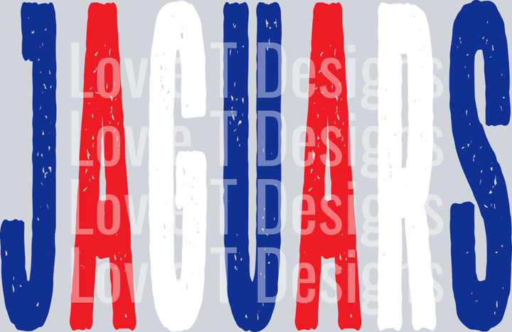 JAGUARS ROYAL BLUE RED AND WHITE OVERISIZED GRUNGE MASCOT