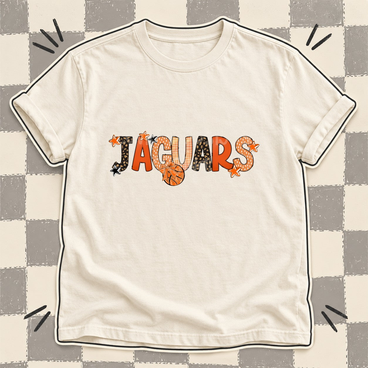 Mixed Doodle Basketball Mascots – Leopard Court Jaguars design