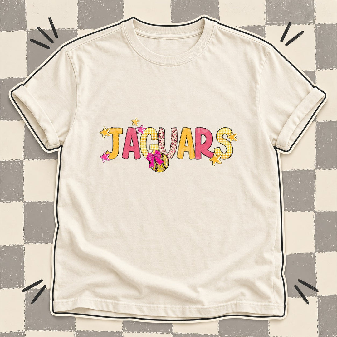 Jaguars Mixed Doodle Softball Mascots – Stitched Softball DTF transfer mockup