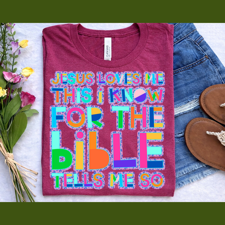 Jesus Loves Me Funky Block Alpha – DTF Transfer – product image