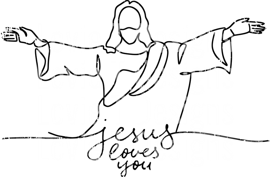 JESUS LOVES YOU LINE ART BLACK