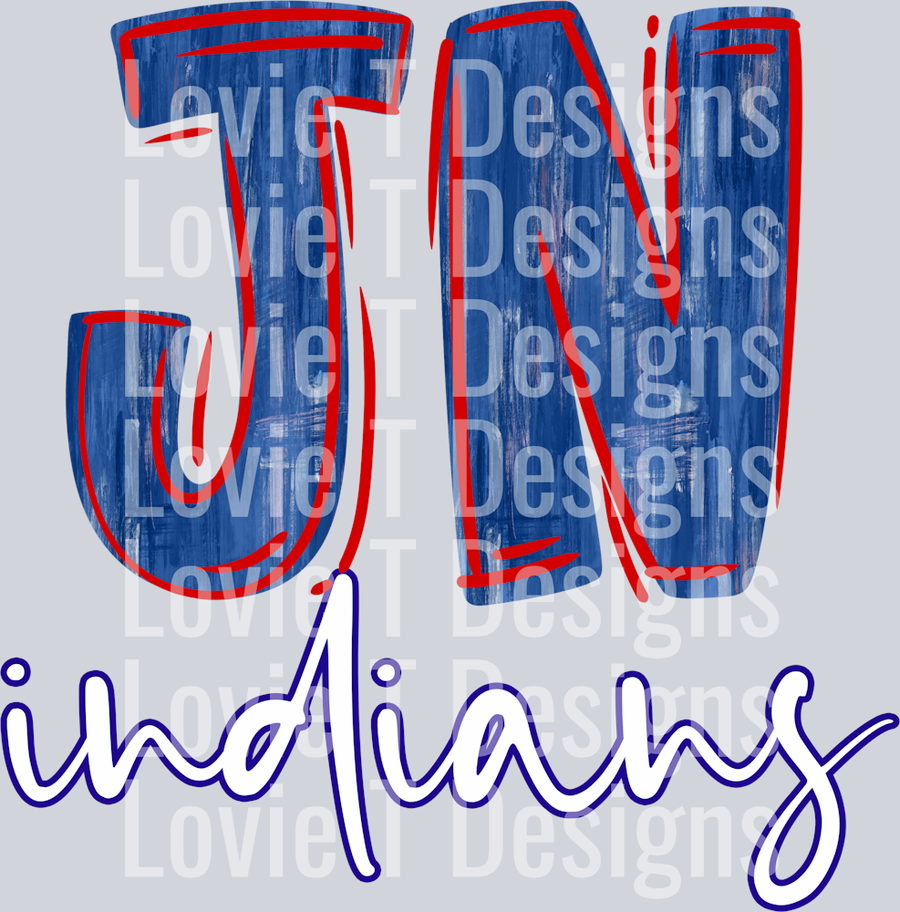 JN Indians Blue and Red Outline
