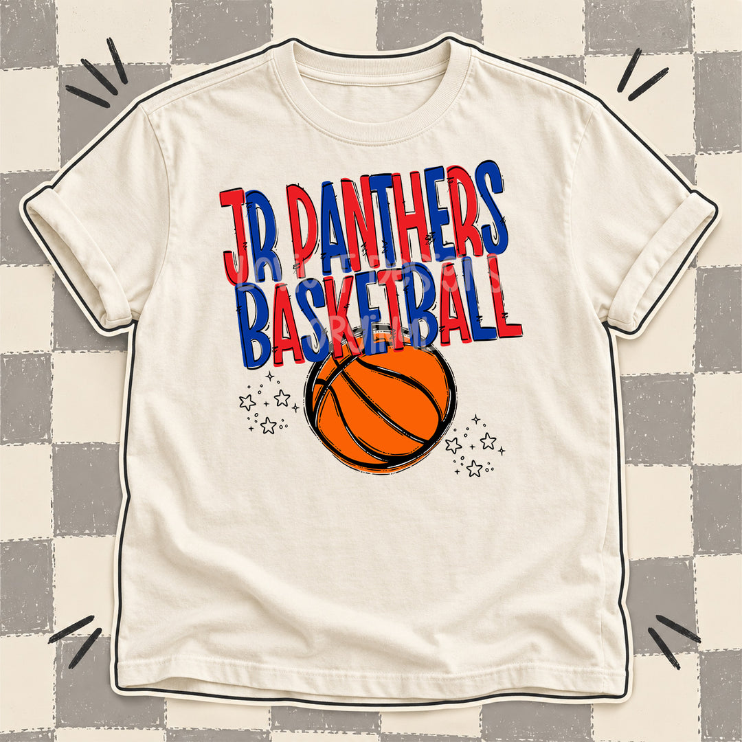 Jr Panthers Red Royal Blue Team Go Basketball Mascots DTF transfer