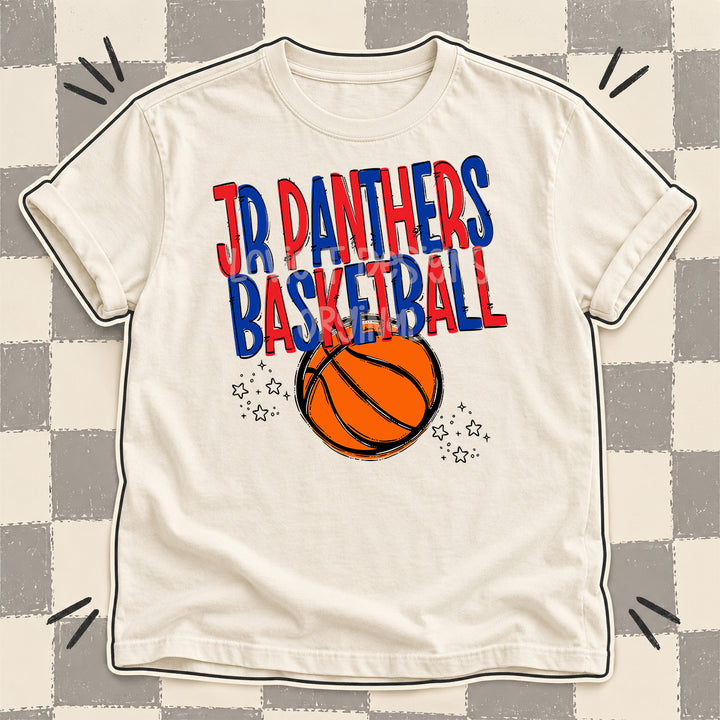 Jr Panthers Red Royal Blue Team Go Basketball Mascots DTF transfer