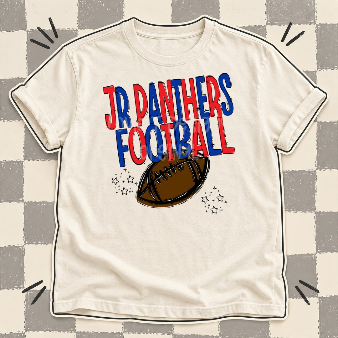 Jr Panthers Red Royal Blue Team Go Football Mascots DTF transfer mockup