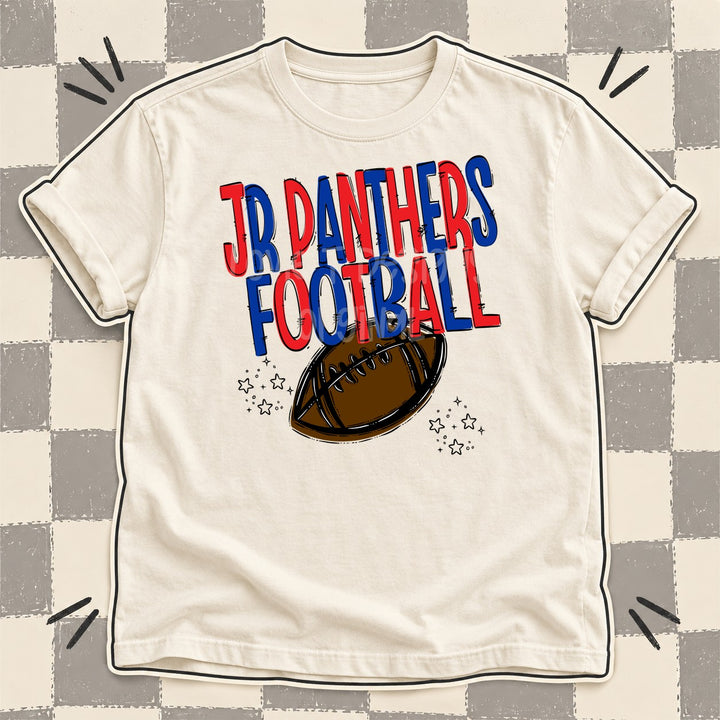 Jr Panthers Red Royal Blue Team Go Football Mascots DTF transfer mockup