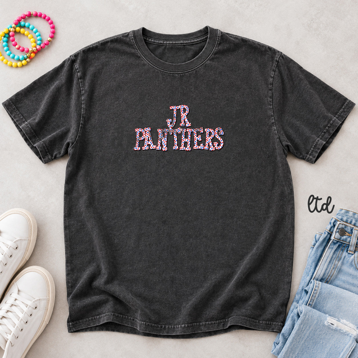 Polka Dot Mascots Jr Panthers Red Royal Blue design