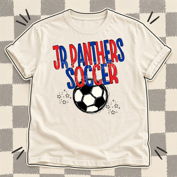 Jr Panthers Red Royal Blue Team Go Soccer Mascots DTF transfer mockup