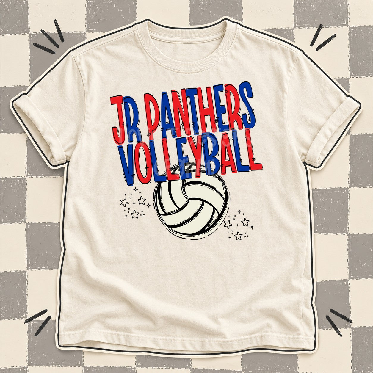 Team Go Volleyball Mascots Jr Panthers Red Royal Blue design