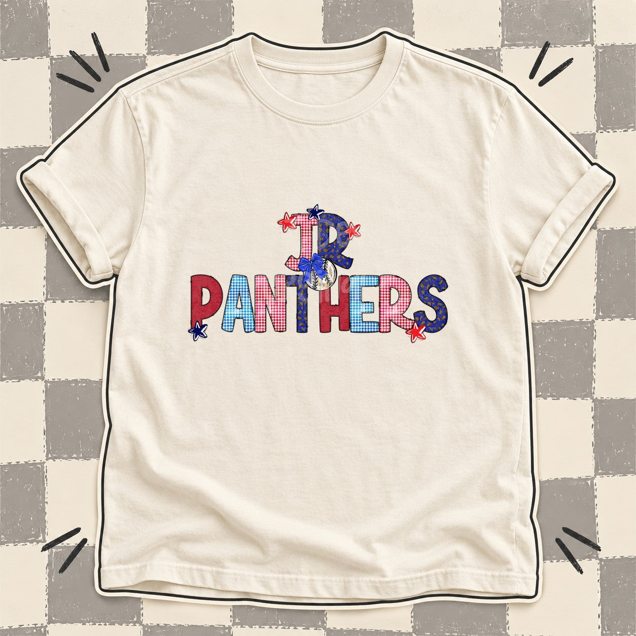 Mixed Doodle Baseball Mascots – Red and Royal Jr Panthers design